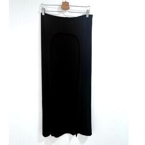 CALVIN KLEIN COLLECTION dark blue 90s inspired minimalist avant garde maxi skirt